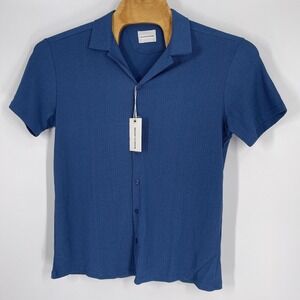 Blanco By Nature Men's Textured Cotton Lightweight Button Denim‎ Blue Sz L